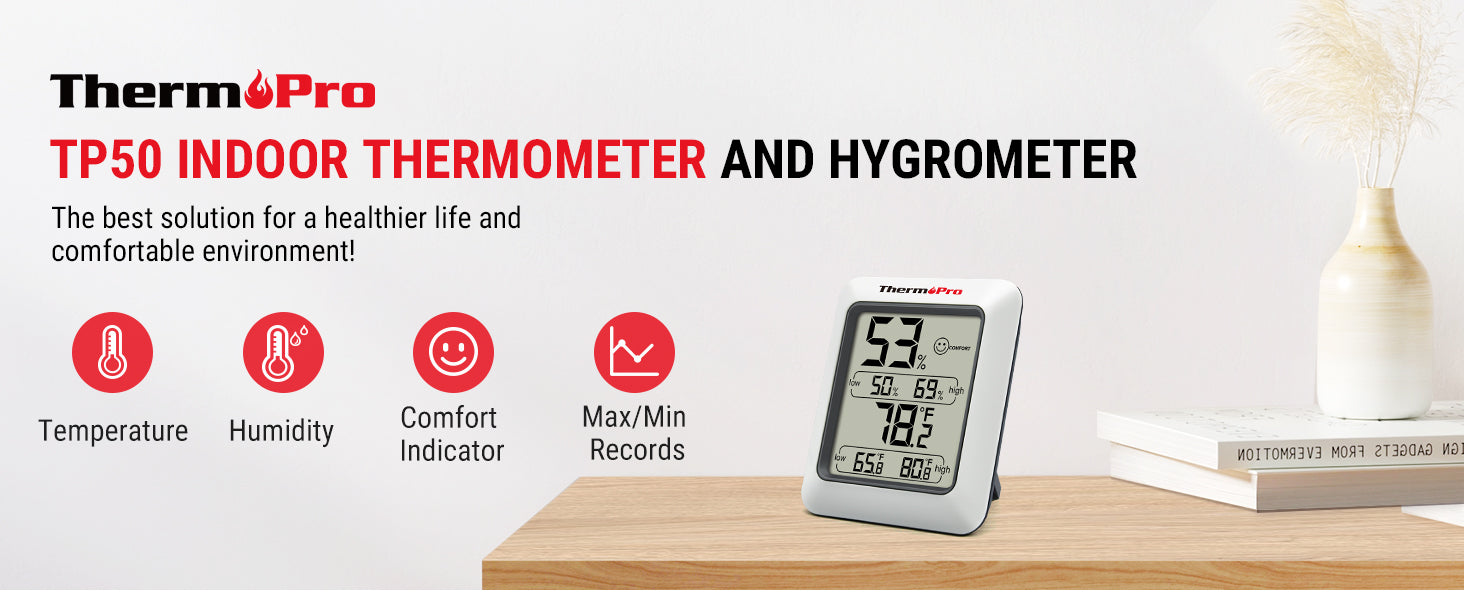 Digital Hygrometer Indoor Thermometer with Max/Min Records Room Thermometer and Humidity Monitor with Large LCD Display Humidity Meter for Baby,Fast and free delivery.