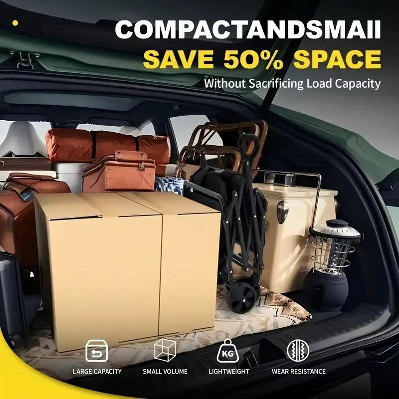 Heavy-Duty Metal & Plastic 4-Wheel Garden Cart with Side Pockets - Foldable Design, No Assembly Required, All-Terrain Utility Wagon for Lawn Care, Gardening, Camping & Outdoor Use -Durable Yard Work Cart, No Assembly Needed, Free shipping in three weeks.