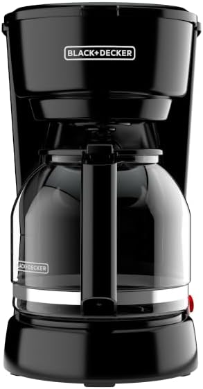 Black and Decker 12-Cup Coffee Maker with Easy On/Off Switch, Easy Pour, Non-Drip Carafe with Removable Filter Basket, Black