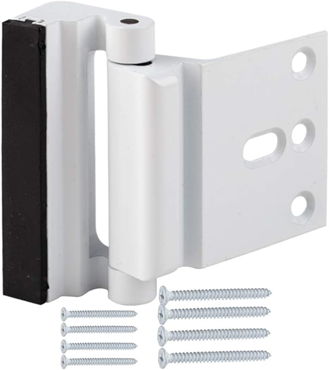 Home Security Door Lock, Childproof Door Reinforcement Lock with 3" Screws for Inward Swinging Door, Upgraded Night Lock to Defend Your Home (white-1pack),free shipping,fast delivery.