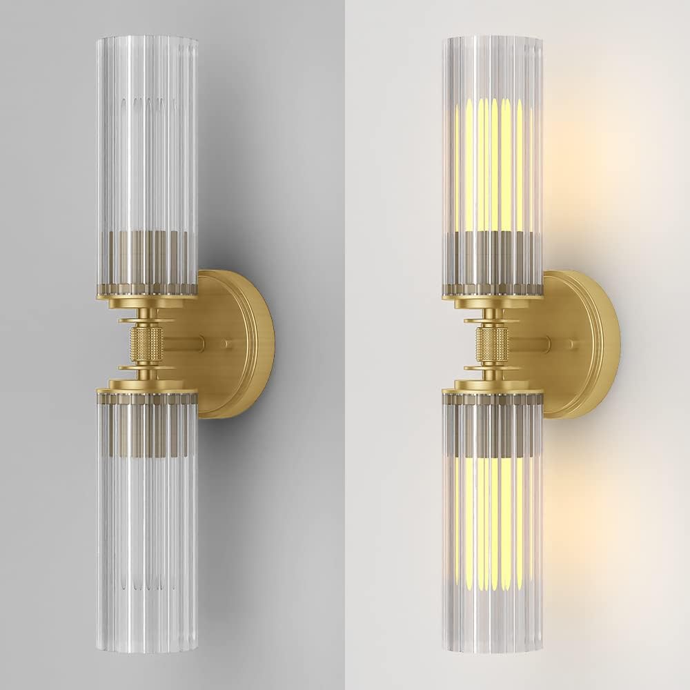 Gold Bathroom Light Fixtures Over Mirror Bathroom Vanity Light Clear Glass Wall Lights Bathroom Lights Over Mirror Vanity Lights for Bathroom Hallway Bedroom Living Room,free fast shipping,UL Certification