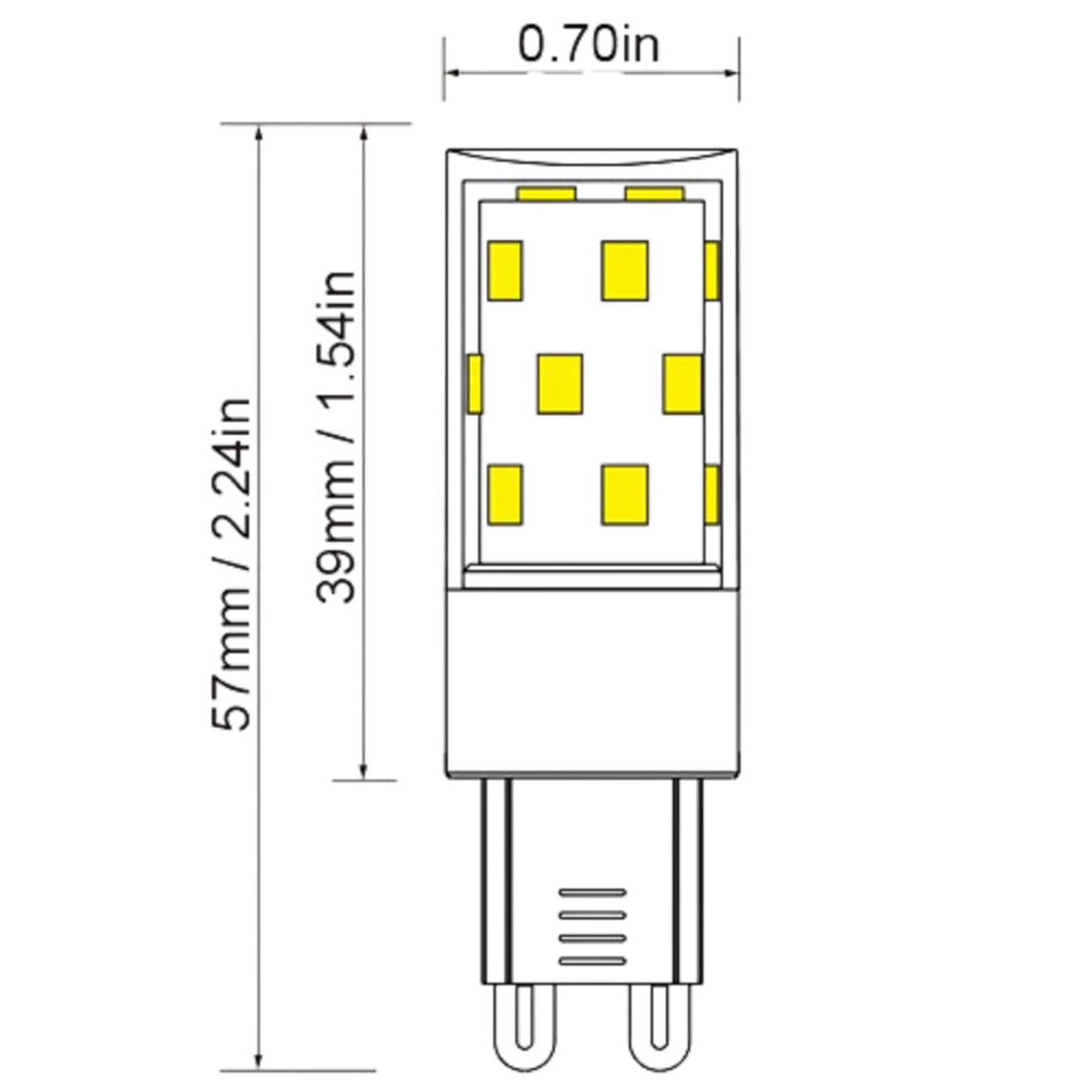 G9 LED Light Bulb,Bi Pin, 6Watt,  60W Equivalent ,600 lumens, Flicker Free, Dimmable, CETL/ETL (4-Pack)