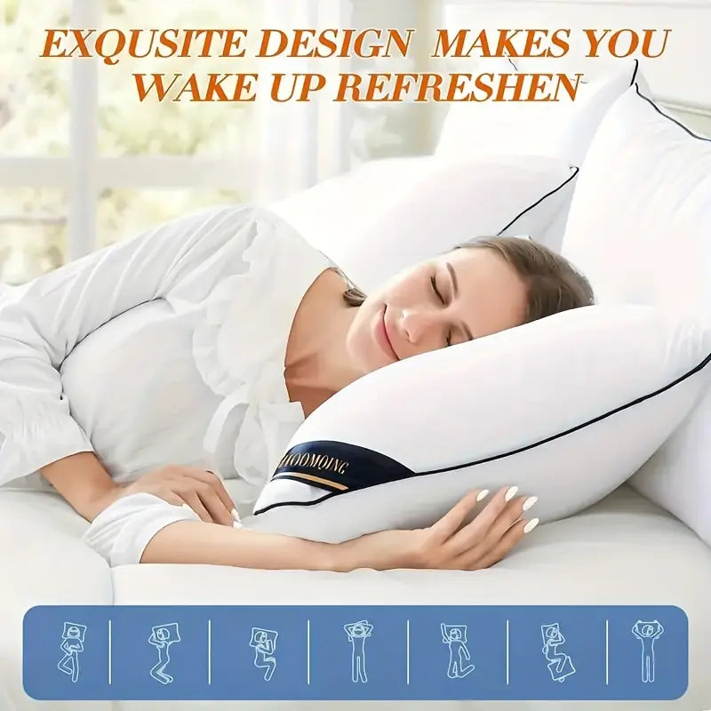 4pcs  Queen Cooling Bed Pillows, 3D Microfiber Fill, Breathable Polyester Cover, Soft & Washable, Multi-Position Sleeper Pillows with Space Theme, for All-Season Comfort, Adult Casual Style.Fast and free shipping.