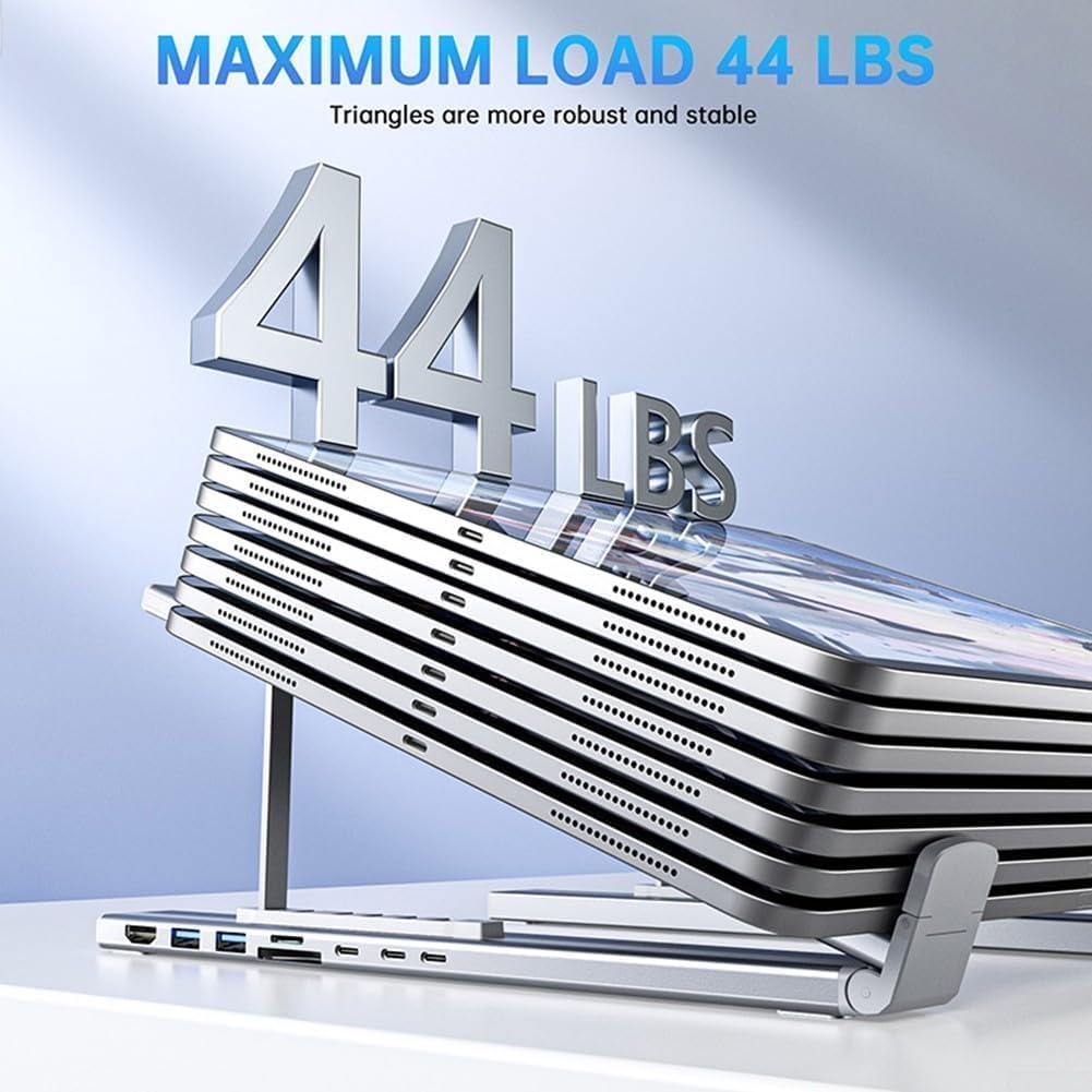 8-in-1 USB C Laptop Docking Station Stand, Laptop Tablet Stand Adjustable, SD/TF Card Slots Fast Charging, Multiport Adapter Computer Cooling Stand, Cooling Riser Office Workstation Hub, free shipping,delivery 8weeks.