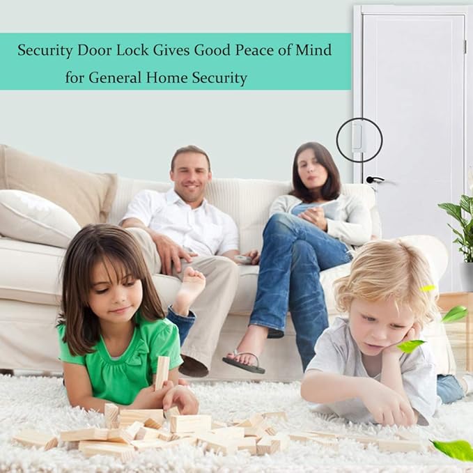 Home Security Door Lock, Childproof Door Reinforcement Lock with 3" Screws for Inward Swinging Door, Upgraded Night Lock to Defend Your Home (white-1pack),free shipping,fast delivery.
