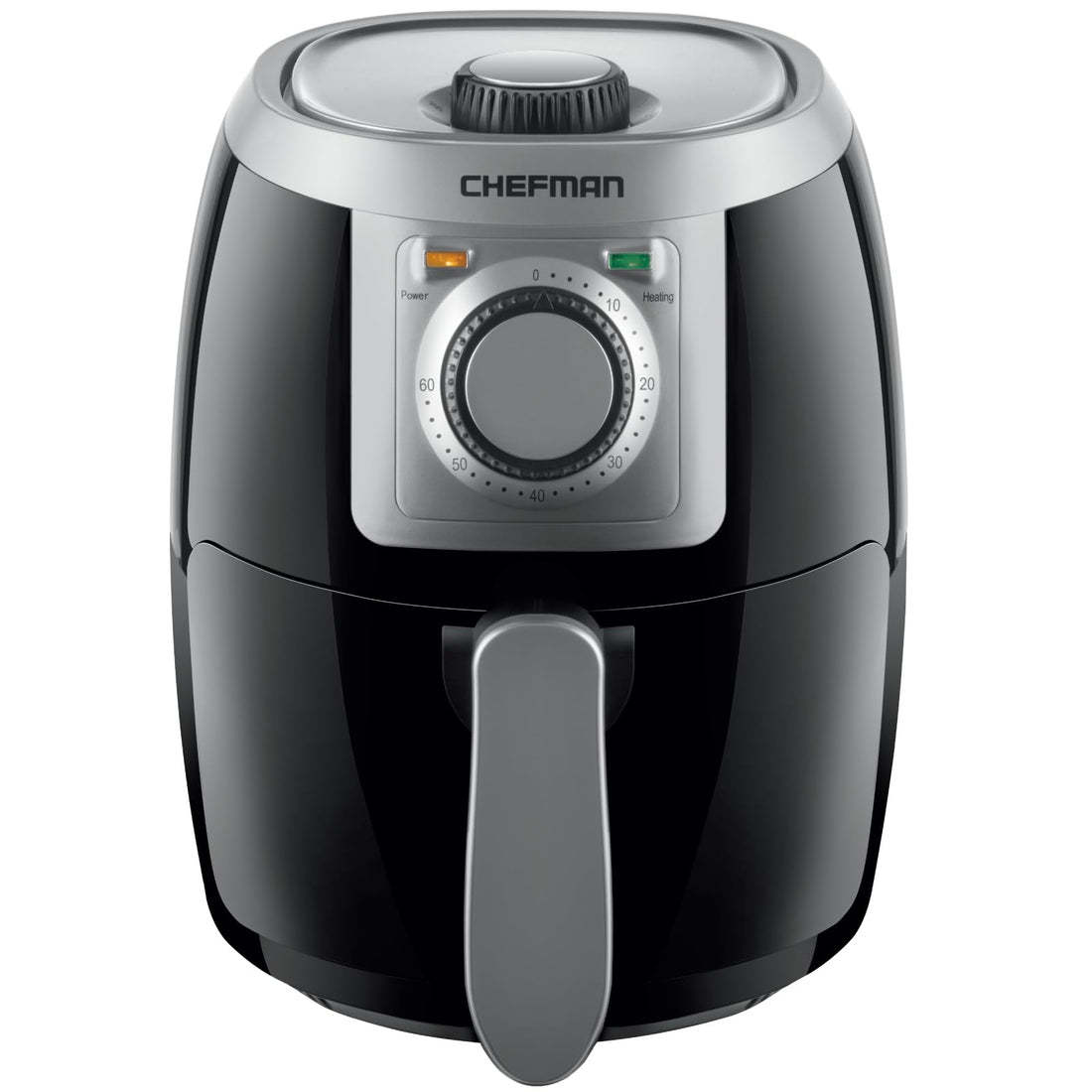 TurboFry 2-Quart Air Fryer, Personal Compact Healthy Fryer w/ Adjustable Temperature Control, 60 Minute Timer and Dishwasher Safe Basket, Black
