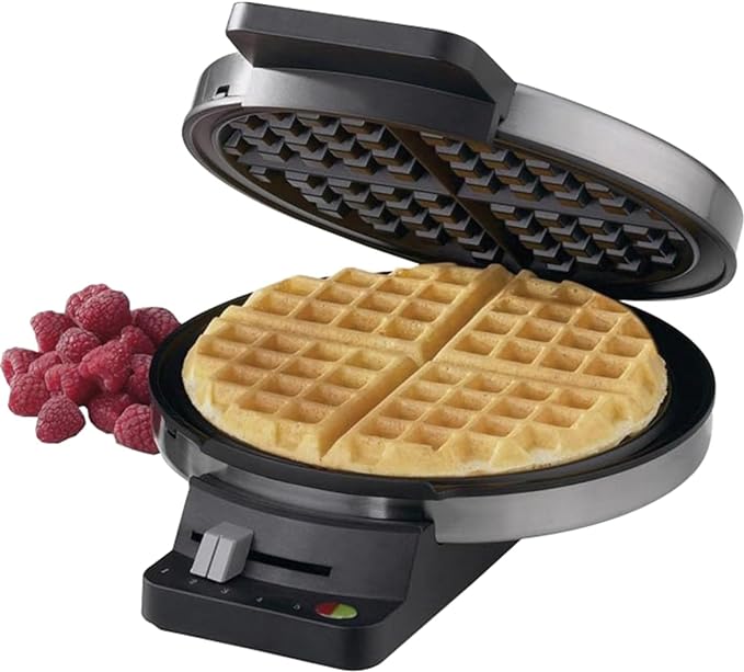 Round Classic Waffle Maker, Brushed Stainless,Silver,fast and free delivery.