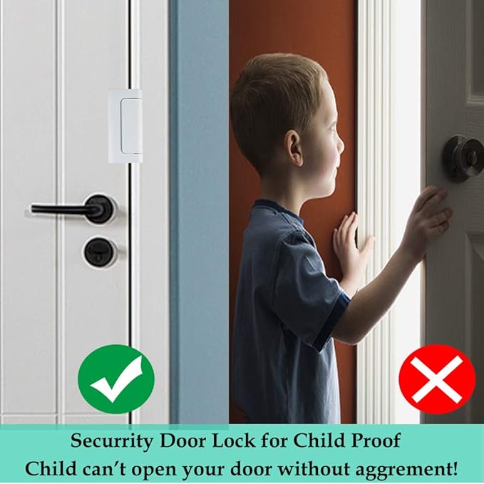 Home Security Door Lock, Childproof Door Reinforcement Lock with 3" Screws for Inward Swinging Door, Upgraded Night Lock to Defend Your Home (white-1pack),free shipping,fast delivery.