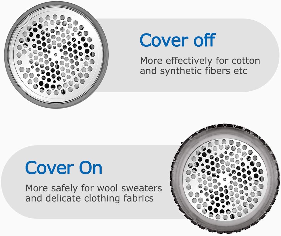 Cymak Lint Remover Fabric Shaver and Sweater Defuzzer with 2-Speeds, 2 Replaceable Stainless Steel Blades, Battery Operated