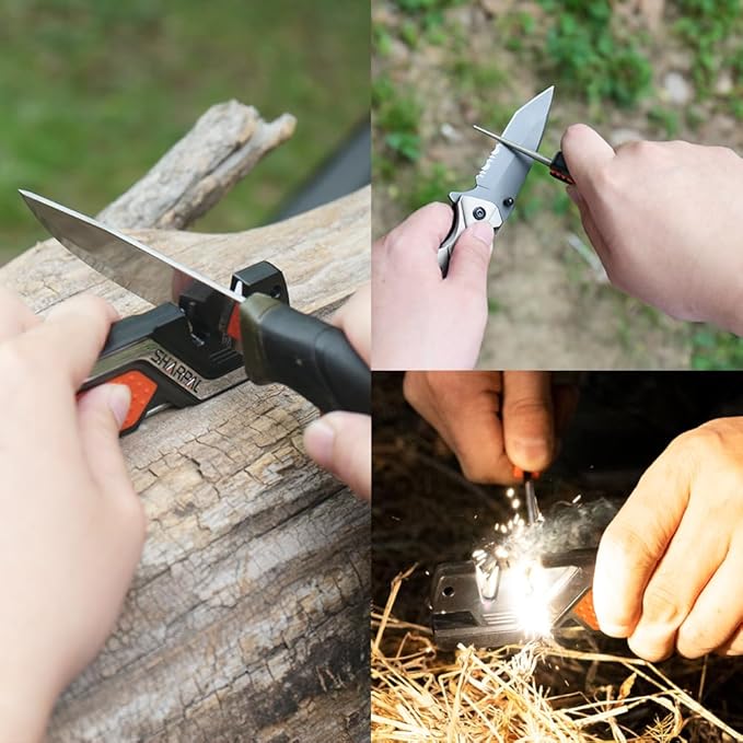 101N 6-in-1 Pocket Knife Sharpener & Survival Tool with Fire Starter Ferro Rod, Whistle & Diamond Sharpening Rod, Quickly Repair, Restore and Hone Straight and Serrated Blade,free and fast delivery.