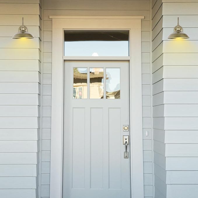 10" Outdoor Barn Light Fixture Wall Mounted Outside Gooseneck Wall Lighting with Brass Finish, Exterior Farmhouse Wall Sconce Waterproof Porch Wall Lighting for Patio, Garage,ETL Listed,free and fast delivery.