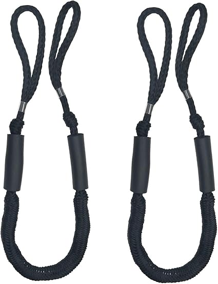 Bungee Dock Line, Mooring Ropes 2 Pack of 4-5.5 ft - Perfect for Boat, PWC, Jet ski, Pontoon, Kayak, Canoe, Power Boat, fast and free shipping