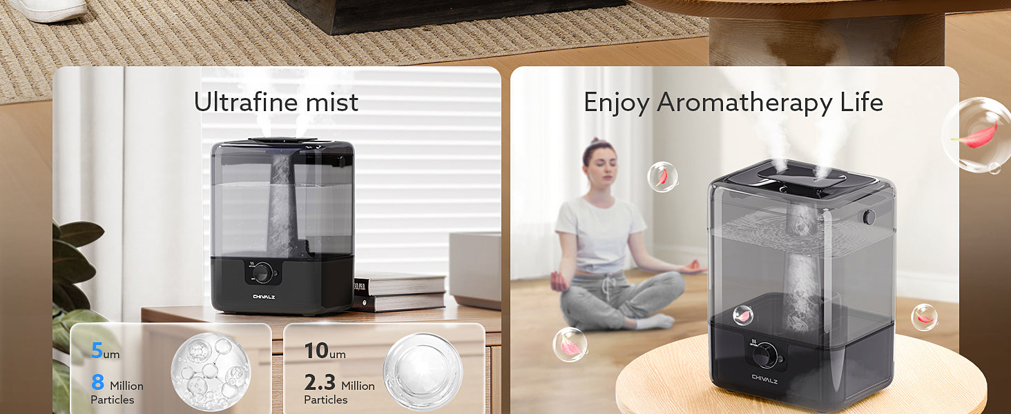 6L Humidifiers for Bedroom Large Room, Home,Cool Mist Top Fill Humidifier for Baby Nursery and Plants, 26dB Quiet, Nightlight, 50H Runtime, Oil Diffuser, 360° Nozzle Anti-dry Burn,White Colour.Free and fast delivery.