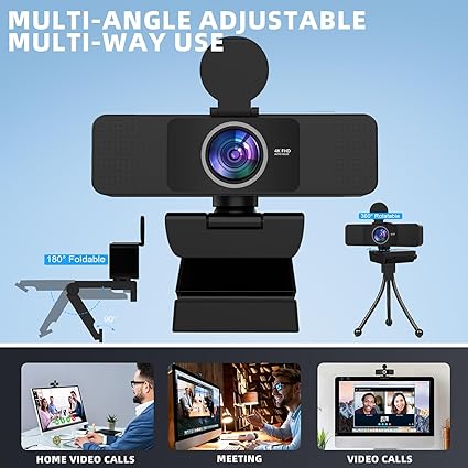 4K Webcam for PC - Autofocus, Noise-Canceling Mic, USB Plug & Play with Privacy Cover Camera 4K for Zoom/Teams/Skype/Google Meet,FAST AND FREE SHIPPING.