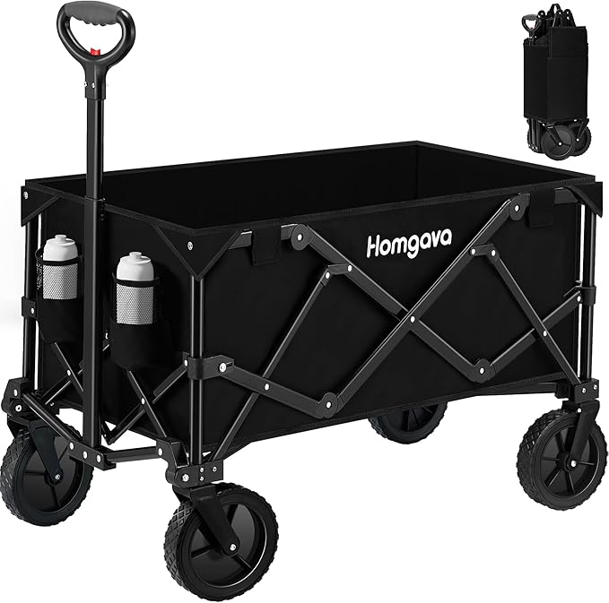 Collapsible Folding Wagon Cart 150L,Heavy Duty Garden Cart with All Terrain Wheels,Portable Large Capacity Utility Wagon Cart for Camping Fishing Sports Shopping,Black,fast and free delivery