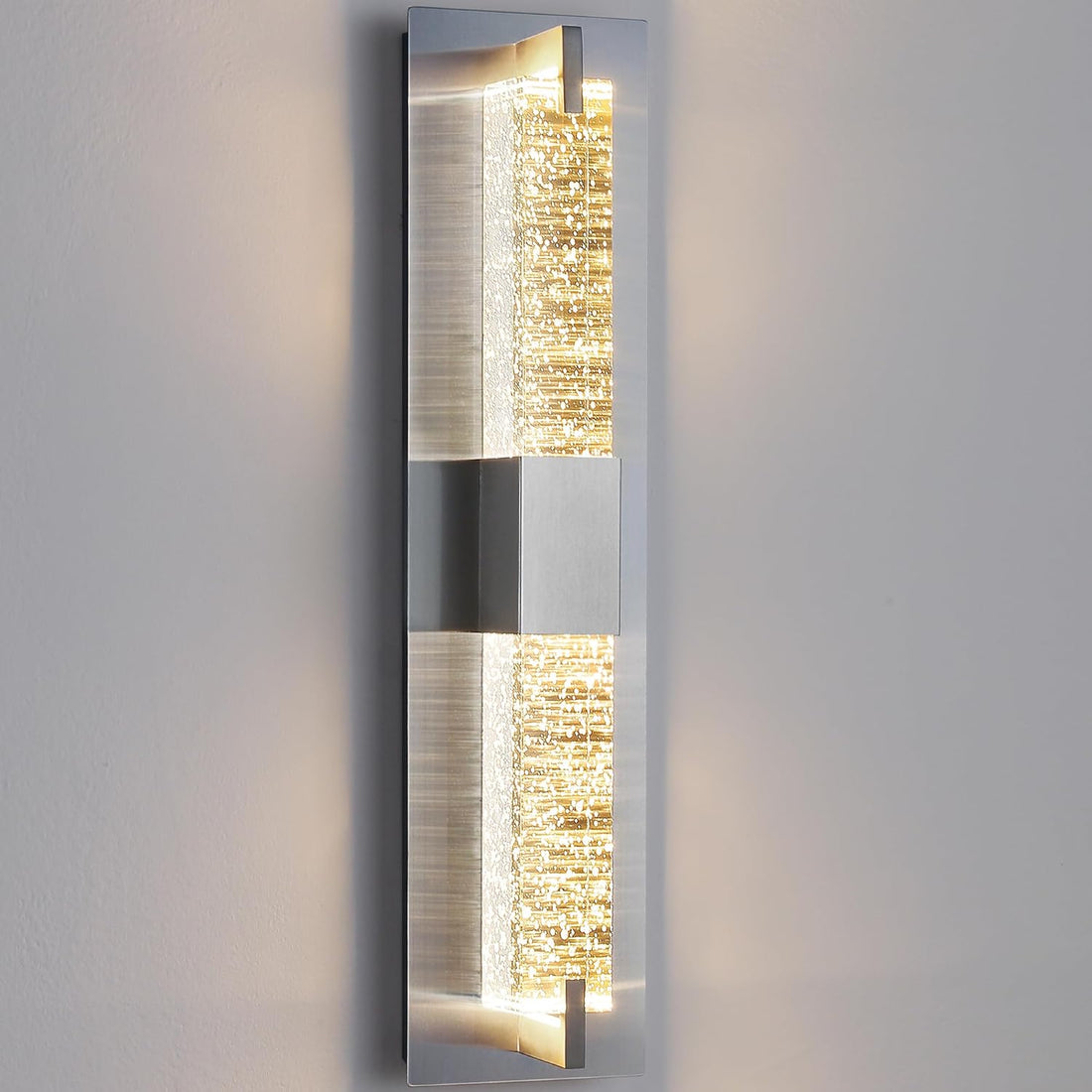 LED Wall Sconce Light: 19 Inch Modern Sconces Wall Lighting 3000K Dimmable Crystal Wall Lamps Indoor Bathroom Sconce Wall Mount Light Fixtures for Living Room/Bedroom/Hallway