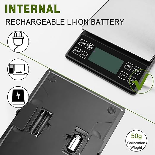 Food Kitchen Scale; Rechargeable Digital Scale with LCD Backlit Display and Protective Tray, 5kg x 0.1 for Baking Cooking Meal Prep Parcel, Large Stainless Steel Weighing Platform,Free shipping,fast delivery.