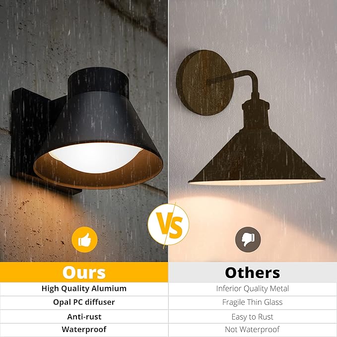 2 Pack LED Outdoor Wall Light Fixtures, Black Front Porch Lights Wall Mount Lighting, Exterior Waterproof Wall Lantern Light Fixture Anti-Rust Farmhouse Barn Wall Sconce for Patio, Doorway, Garage.ETL Certified,Free and fast shipping.