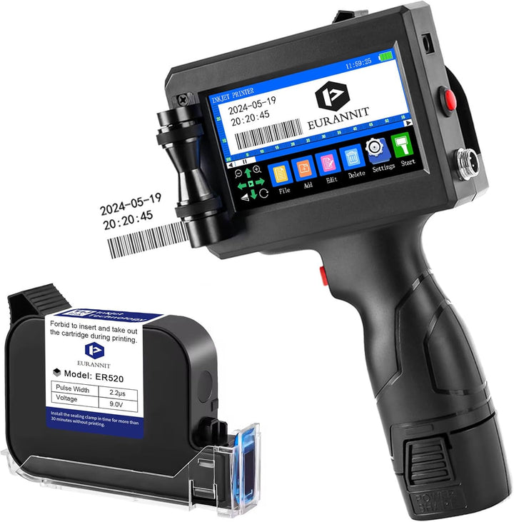 Handheld Inkjet Printer 0.5 in, E15 Portable Handheld Inkjet Printer Gun 4.3 Inch LED Touch Screen, for Text Logo Date Batch Number QR Barcode,FREE AND FAST SHIPPING
