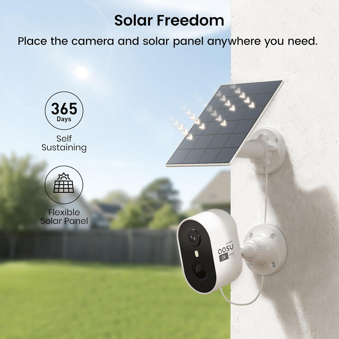 2K Security Camera Wireless Outdoor, Solar Powered Security Camera with Spotlight, Siren, Motion Detection, Full Color Night Vision, 2-Way Audio, IP66, Compatible with Alexa, 2.4GHz WiFi (2PACK)