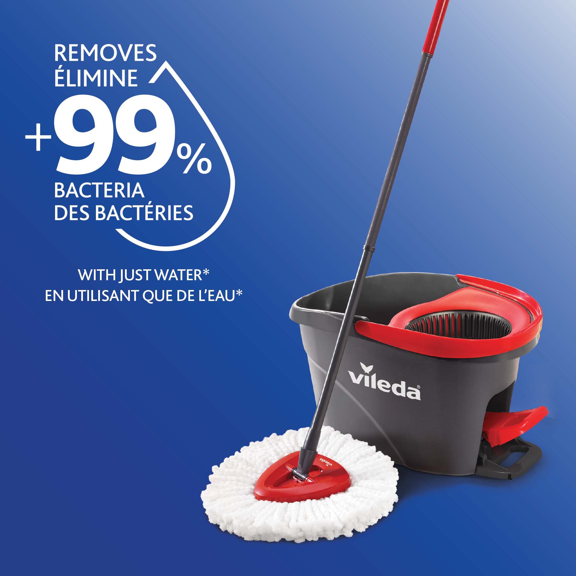 Vileda EasyWring Microfibre Spin Mop & Bucket Floor Cleaning System (EasyWring System + 1 Refill)