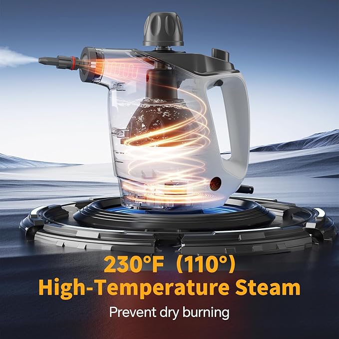 Steam Cleaner Handheld for Home-500ml Large Capacity Steam Cleaner with 16 Accessories, Auto Continuous Steam & Safety Lock, Multi-Purpose for Kitchen Grease, Bathroom Grout (Grey/White),ETLCertified.Free  and fast delivery.