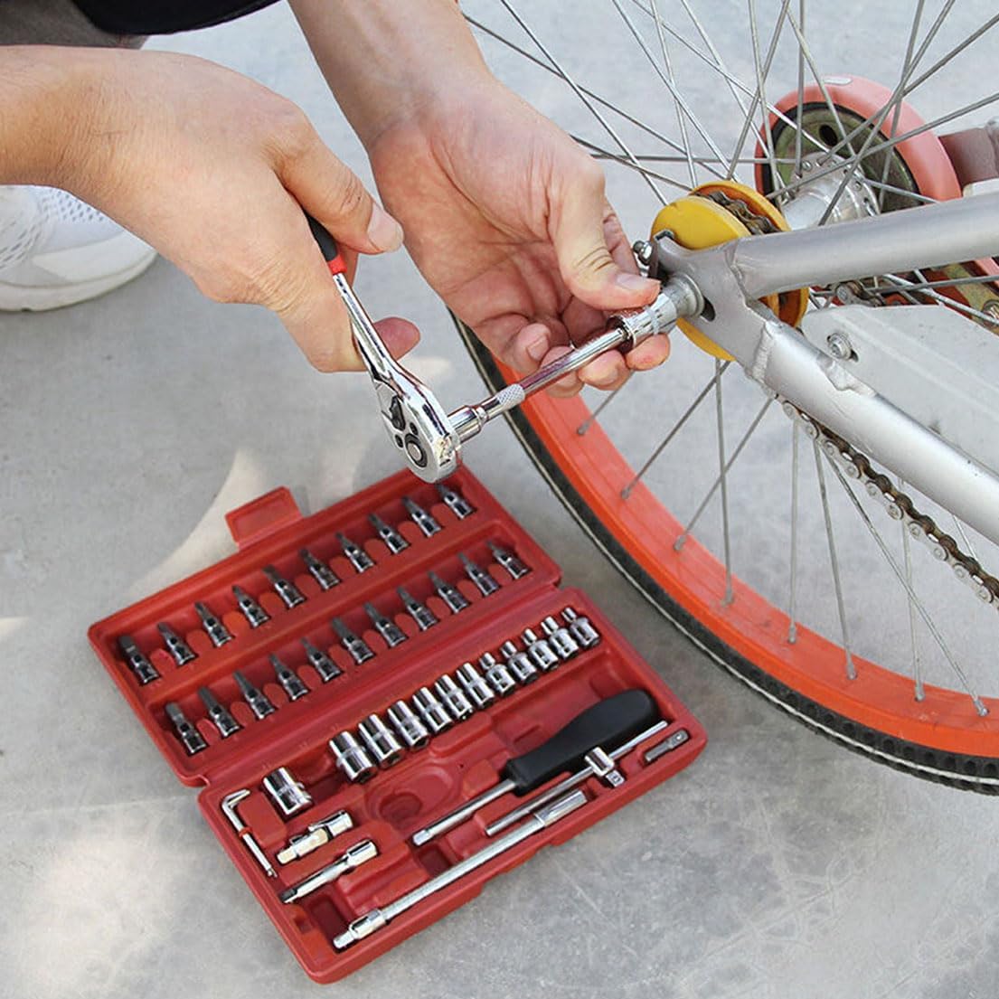 Cordless Slim Ratchet Set, Portable Manually Slim Ratchet Set, 46 in 1 Socket Ratchet Wrench Set for Repairs (Black),fast and free delivery.