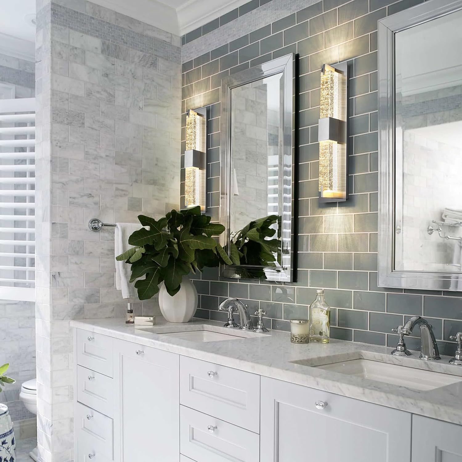 LED Wall Sconce Light: 19 Inch Modern Sconces Wall Lighting 3000K Dimmable Crystal Wall Lamps Indoor Bathroom Sconce Wall Mount Light Fixtures for Living Room/Bedroom/Hallway,Fast and free shipping.