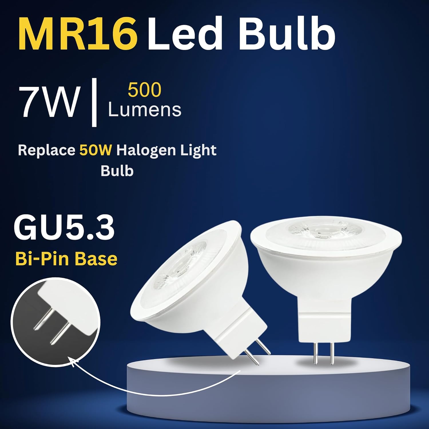 MR16, 50W Equivalent, 3000K, 580LM, Dimmable LED Light Bulb (6-Pack)