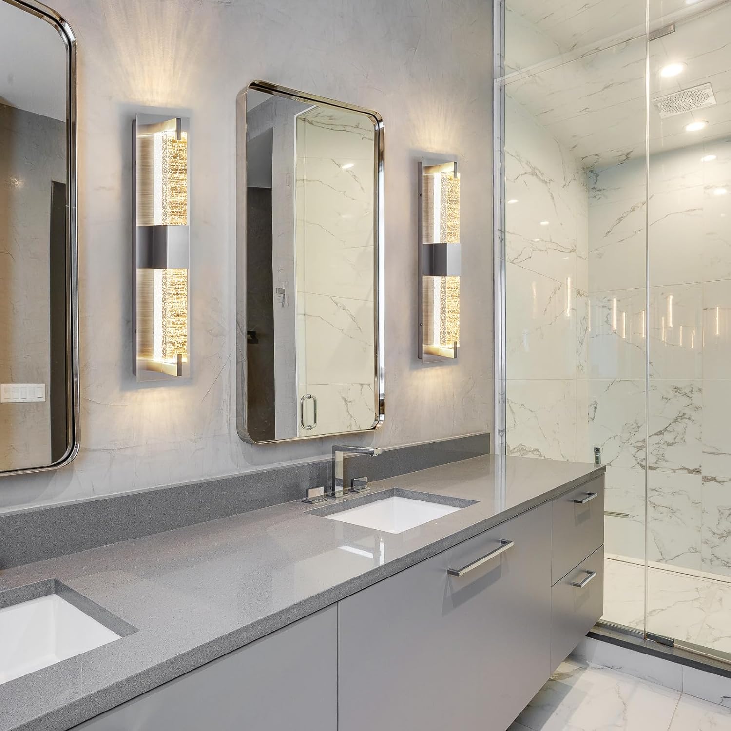 LED Wall Sconce Light: 19 Inch Modern Sconces Wall Lighting 3000K Dimmable Crystal Wall Lamps Indoor Bathroom Sconce Wall Mount Light Fixtures for Living Room/Bedroom/Hallway,Fast and free shipping.