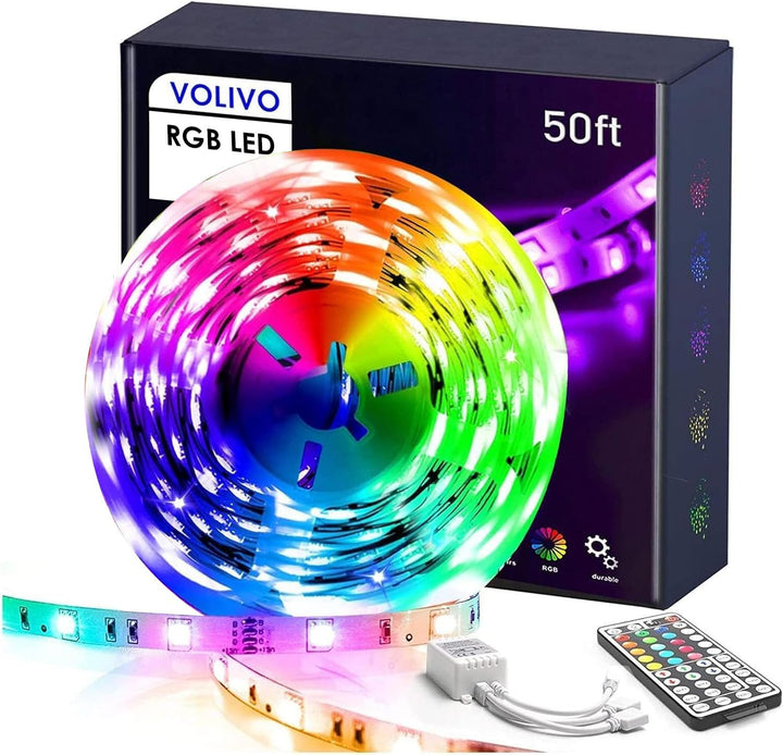 50ft RGB Led Strip Lights, Color Changing Led Strips Kit 44 Keys IR Remote Control, led bulbs ontario Home Decoration RGB 5050 Led