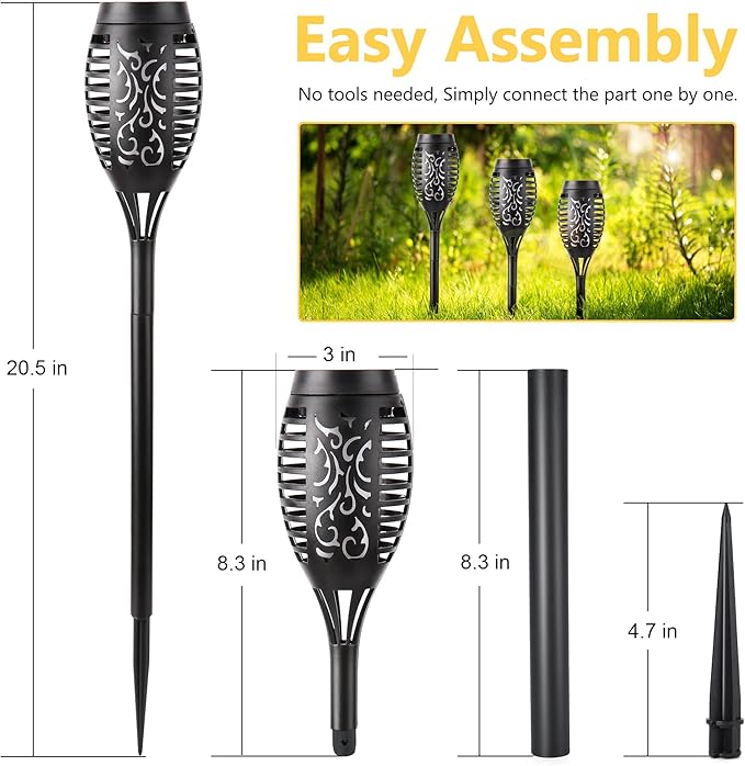 Solar Flame Torch Lights, 12 Pack Solar Lights Outdoor with Flickering Flame, Waterproof Solar Pathway Lights Landscape Decoration Lighting for Garden, Lawn, Patio, Yard, Outdoor Decorations,Fast and free shipping.