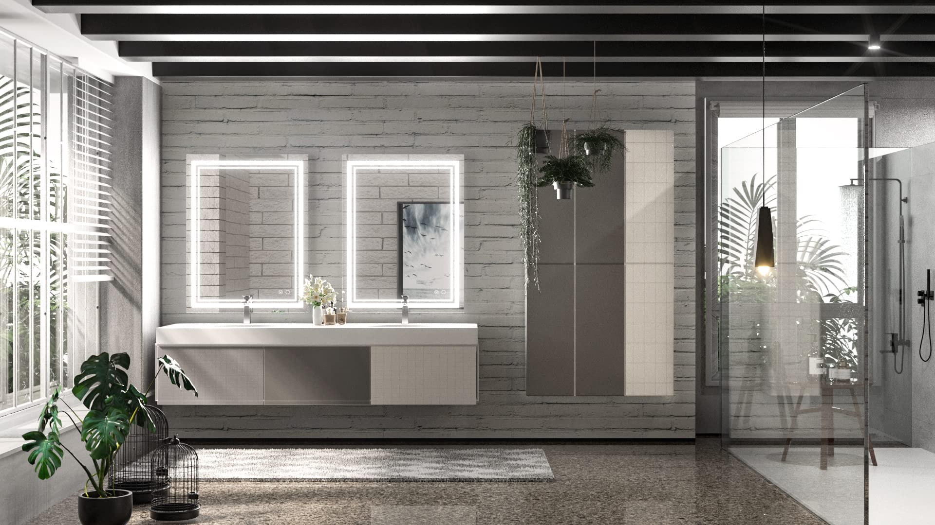 Cymak LED Mirror Bathroom Mirror with Lights, Lighted Vanity Mirror, Wall Mounted Anti-Fog Dimmable Lighting Makeup Mirrors, IP54 Waterproof Shatterproof (Vertical or Horizontal)