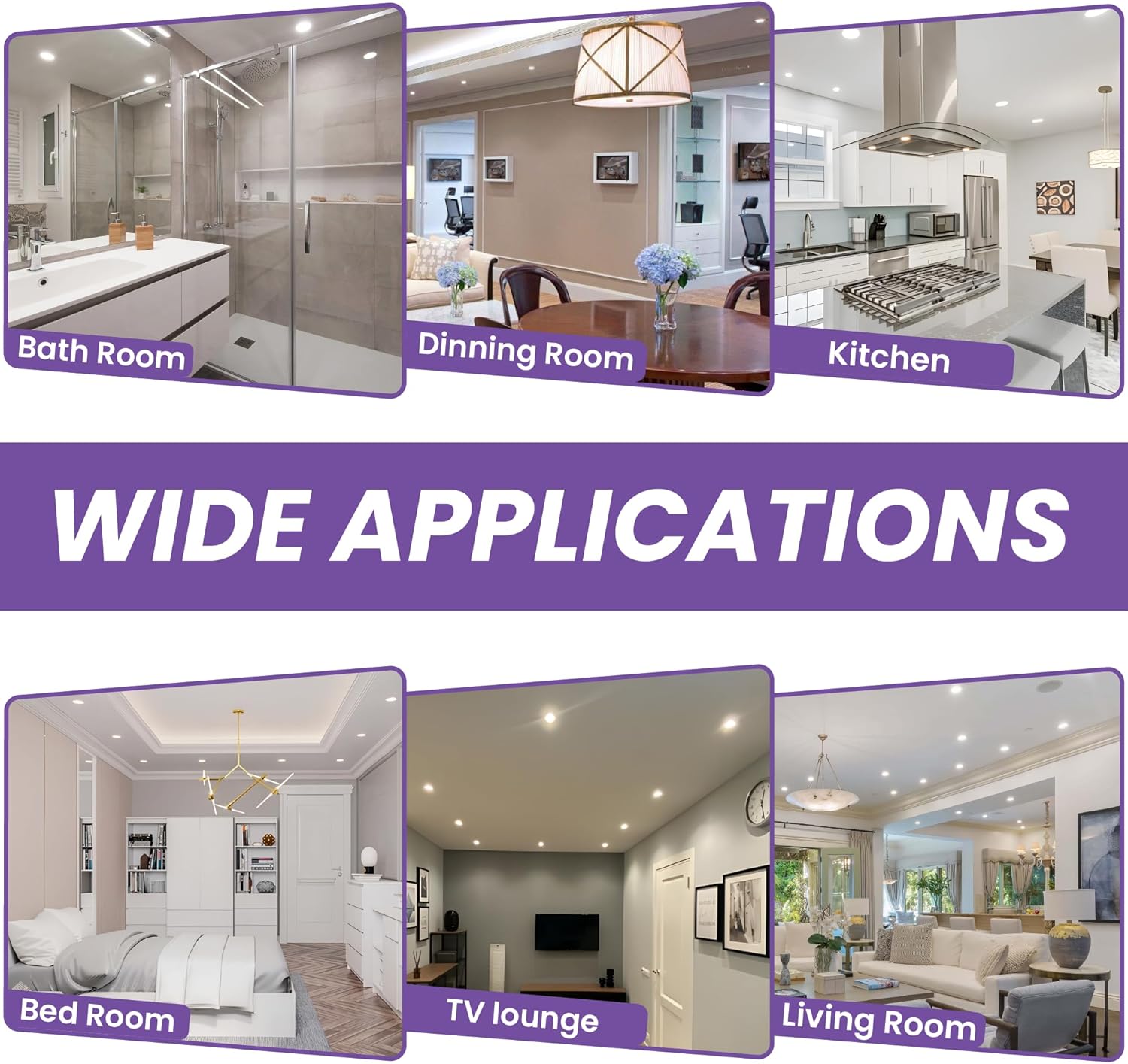 Strak Black 3-Inch Integrated Slim Panel 7 W 560lm Downlight Recessed Lighting with Gimbal 5000k (Cool White) - Energy Star (Pack of 6)