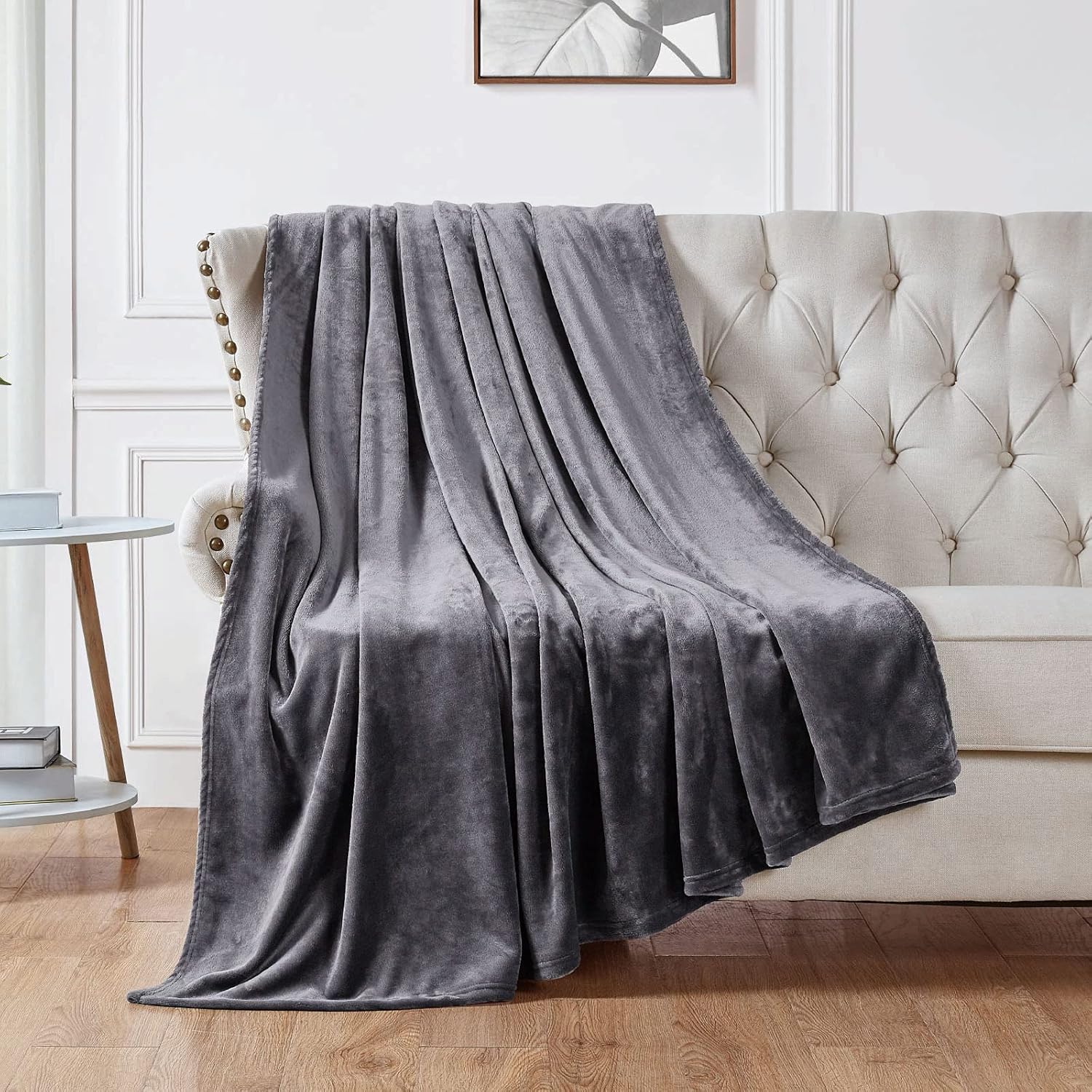 Fleece Blanket Plush Throw Fuzzy Lightweight (Twin Size 60x80 Dark Grey) Super Soft Microfiber Flannel Blankets for Couch, Bed, Sofa Ultra Luxurious Warm and Cozy for All Seasons,fast and free shipping.
