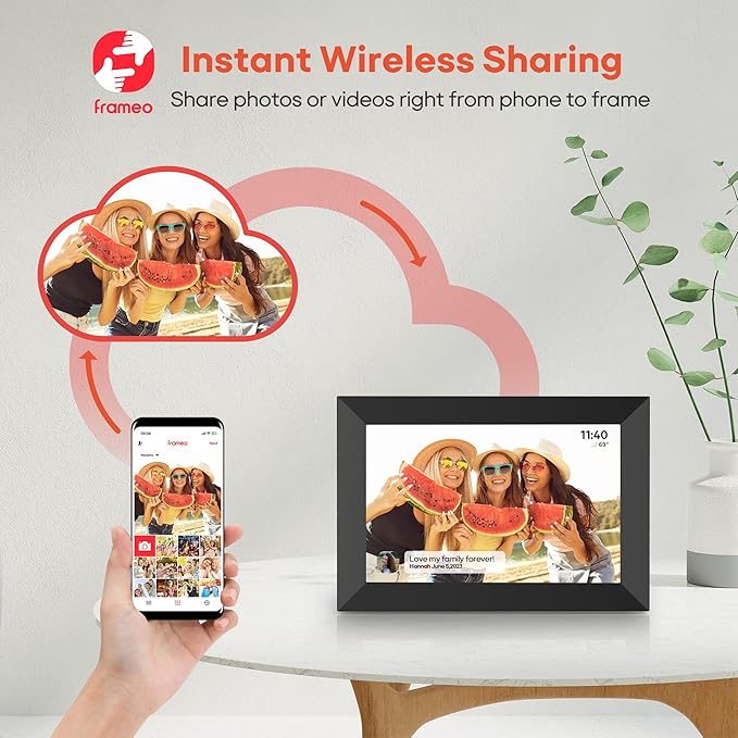 10.1 Inch WiFi Digital Picture Frame, 1280x800 HD IPS Touch Screen Photo Frame Electronic, 32GB Memory, Auto-Rotate, Wall Mountable, Share Photos/Videos Instantly via Frameo App from Anywhere.Free and fast delivery