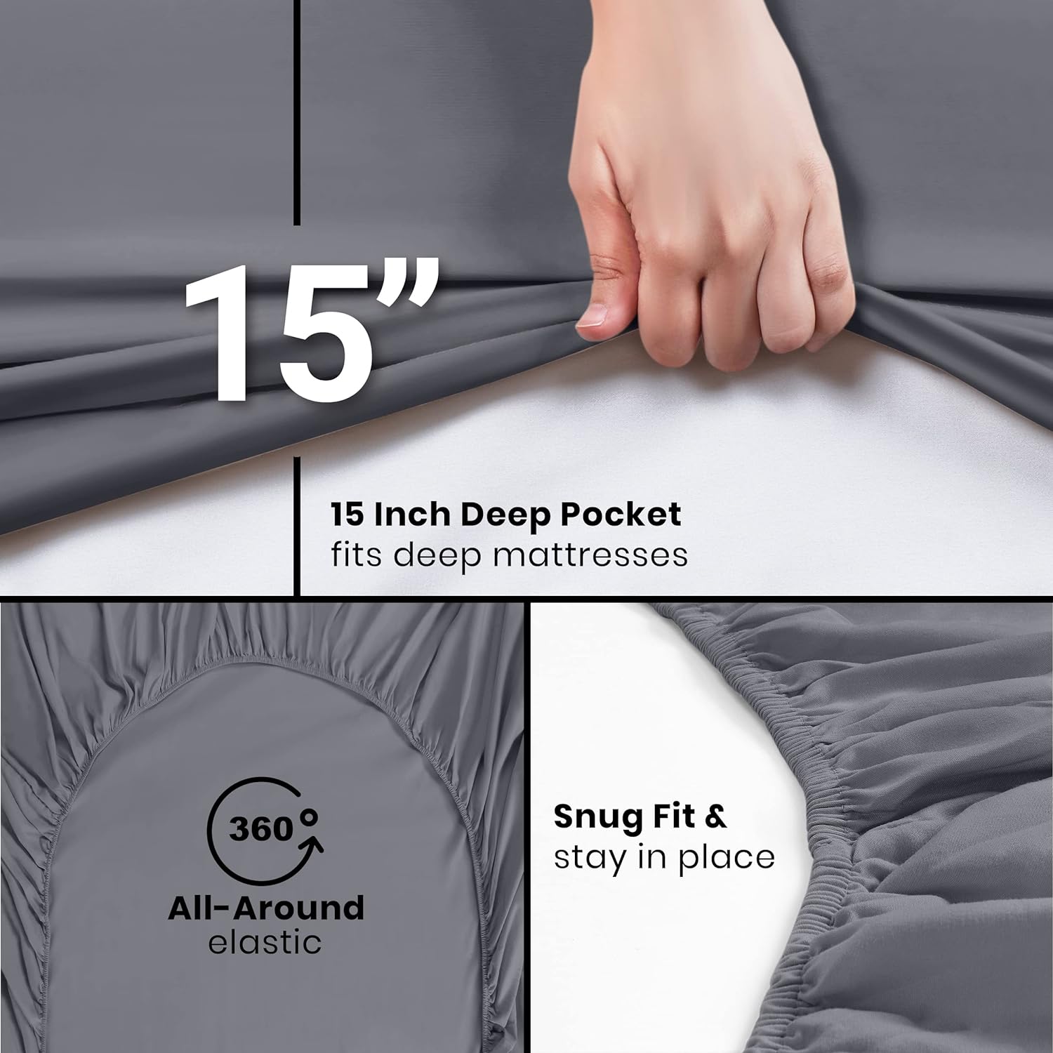 Utopia Bedding Quilted Fitted Mattress Pad - Mattress Cover Stretches up to 16 Inches Deep - Mattress Topper (Queen)