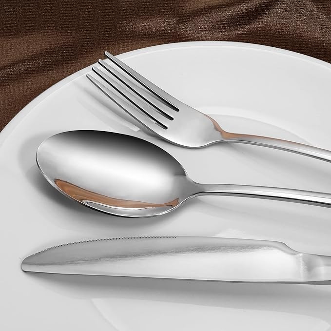 Cutlery Set, 24 Piece Stainless Steel Flatware Set, Silverware Set Service for 6, Dinnerware Utensil Set with Knife, Fork, Spoon, Dessertspoon, Use for Home, Restaurant with Gift Box,FREE AND FAST DELIVERY ONE WEEK.