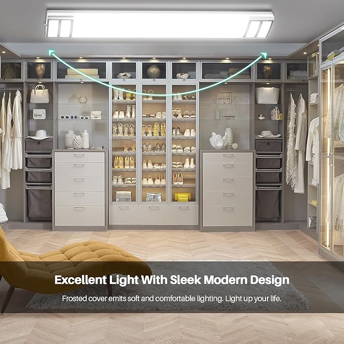 4FT LED Light Fixture, 40W, 4500LM, 4000K Neutral White, 48 Inch LED Linear Flush Mount Lights, 4 Foot Kitchen Ceiling Light for Craft Room, Laundry, Fluorescent Replacement.ETL Certified, free and fast shipping.