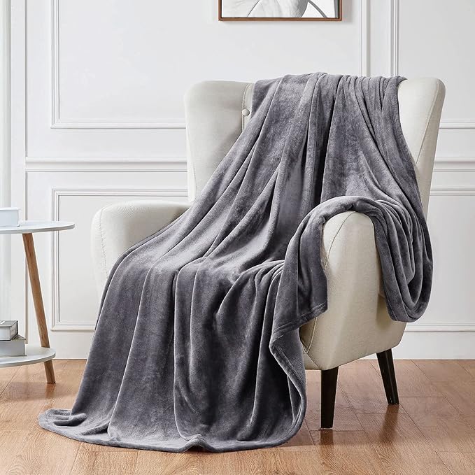 Fleece Blanket Plush Throw Fuzzy Lightweight (Twin Size 60x80 Dark Grey) Super Soft Microfiber Flannel Blankets for Couch, Bed, Sofa Ultra Luxurious Warm and Cozy for All Seasons,fast and free shipping.