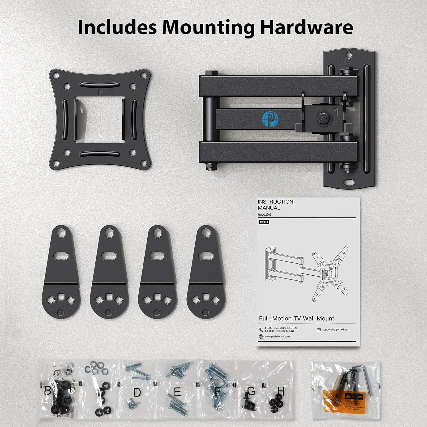 Full Motion TV Monitor Wall Mount Bracket Articulating Arms Swivels Tilts Extension Rotation for Most 13-42 Inch LED LCD Flat Curved Screen TVs & Monitors, Max VESA 200x200mm up to 44lbs ,Free and fast shipping.
