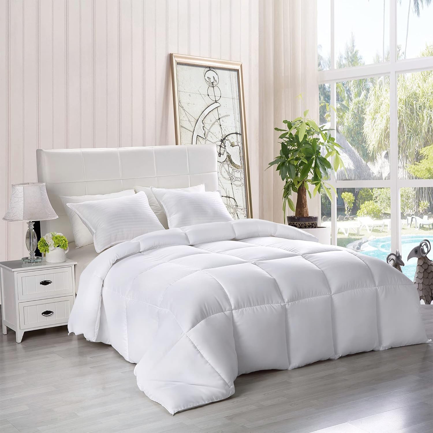 Bedding All Season Comforter - Ultra Soft Down Alternative Comforter - Plush Siliconized Fiberfill Duvet Insert - Box Stitched (Queen, White). Free shipping fast delivery.