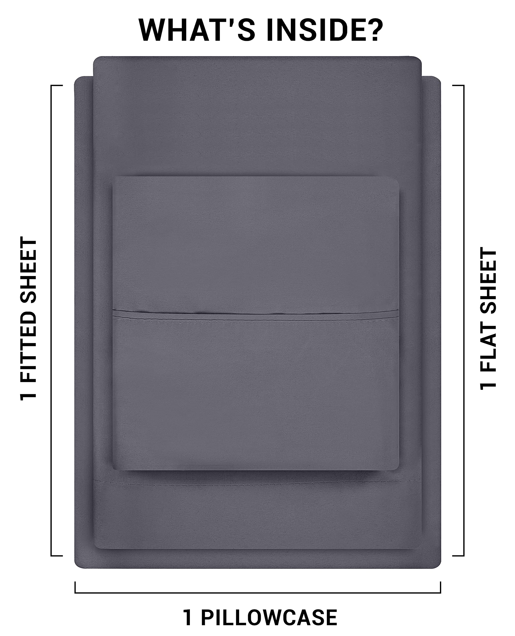 Cymak Bedding Bed Sheet Set - 3 Piece Twin Bedding - Soft Brushed Microfiber Fabric - Shrinkage & Fade Resistant - Easy Care