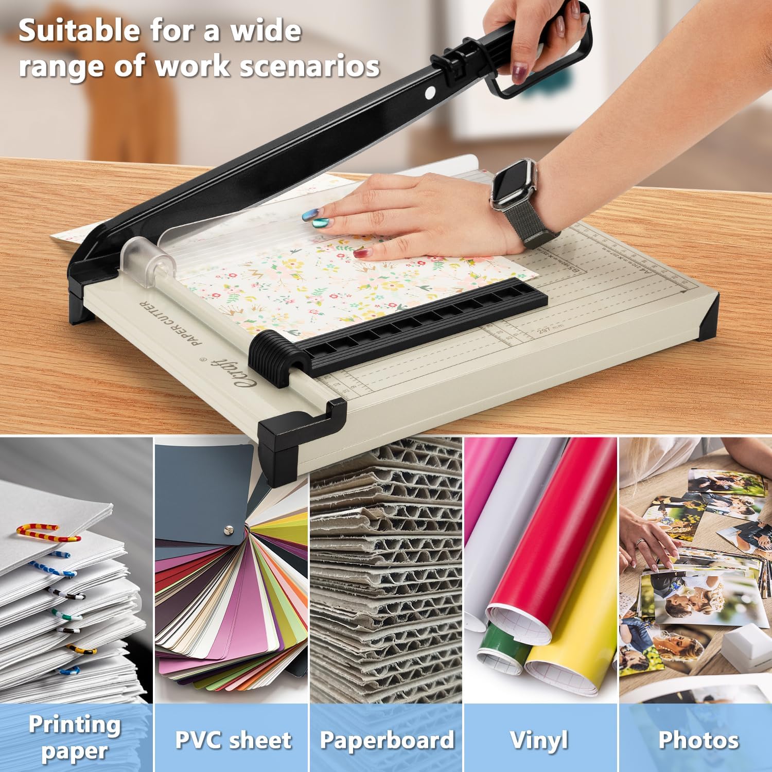 12" Guillotine Paper Cutter：Paper Trimmer Accurate Cutting with Safety Guard,15 Sheets Capacity,Magnetic Guide,Heavy Duty Metal Base, Perfect for Cardstock,Cardboard,Vinyl,Crafts &amp; Photos,fast and free delivery.