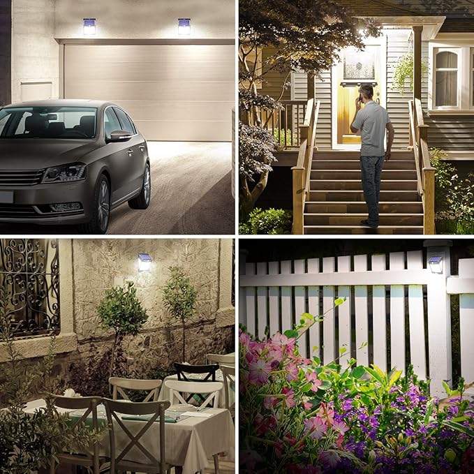 Solar Lights Outdoor Motion Sensor Lights 3 Modes, Solar Powered Security Lights (Permanent On All Night/Smart Brightness Control) with 270 Degree Wide Angle IP65 Waterproof for Deck Garage Animal,free and fast shipping.