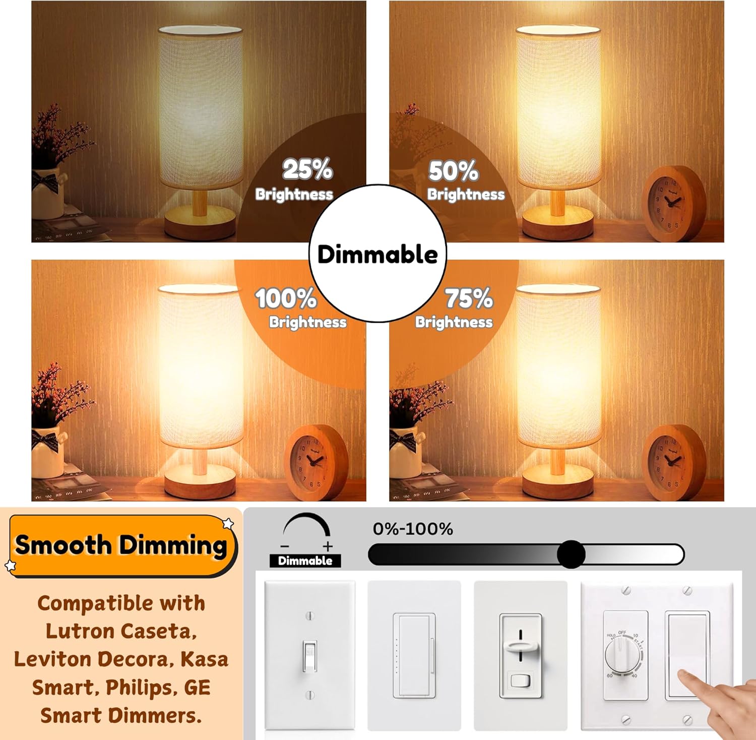 LED 60W Equivalent Clear Filament 2700K/3000k (warm white) T10 Edison Base E26 450LM CRI90 Dimmable LED Light Bulb (6-Pack)