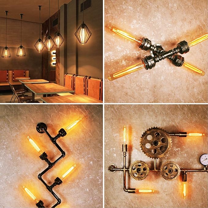 LED 60W Equivalent Clear Filament, 2700K, T30 Edison Base E26, 600LM, CRI90, Dimmable LED Light Bulb (4-Pack)