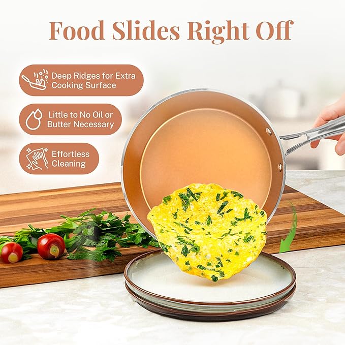 Gotham Steel 12” Nonstick Fry Pan with Lid – Hammered Copper Collection, Premium Aluminum Cookware with Stainless Steel Handles, Induction Plate for Even Heating, Dishwasher & Oven Safe, 12", Copper,free and fast shipping.