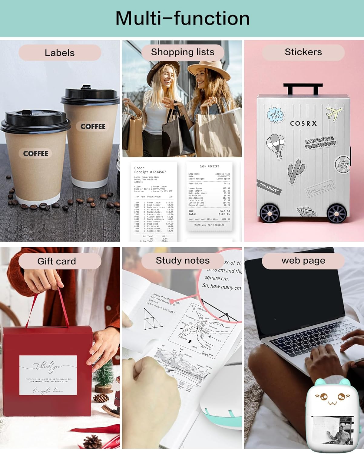 Mini Printer Portable, Inkless Sticker Printer with 8 Rolls Paper, Bluetooth Wireless mini Thermal Printer Compatible with iOS + Android for Journal, Memo, Photo, Print Pod Gifts for Girls Kids,Colour Name: Blue. Fast and free shipping.