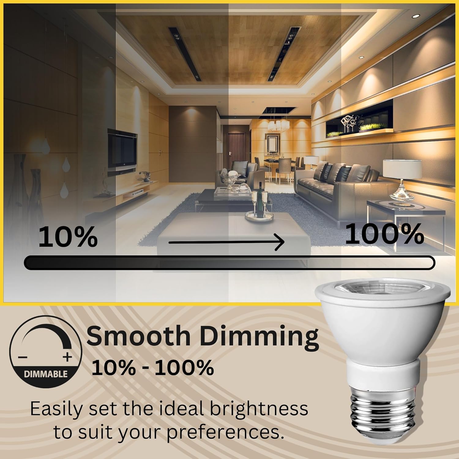 PAR16 LED Bulb, 7W-50W Equivalent, E26 Base Natural White 4000K, 490LM, CRI80, Dimmable, CUL (6-Pack)